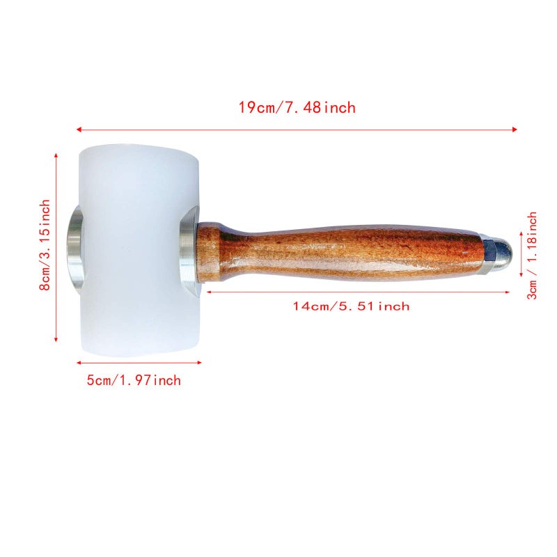 Evwoge Rubber Hammer Mallet for Leatherwork Leather Carving Cowhide Sew DIY Leathercraft Wooden Mallet Wood Handle (T-Head) - Image 5
